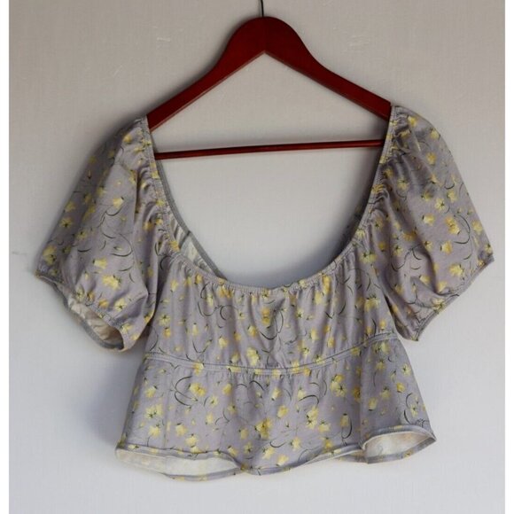 Sunday Best Aritzia Women's Large Lavender Kaia Top Puff-Sleeve Tie-Front $48 - Picture 9 of 9